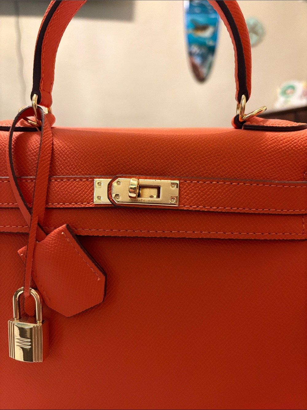 Perfect replica Hermès bag with Orange Top-Handle Satchel with Gold Hardware - Picture 6 of 6